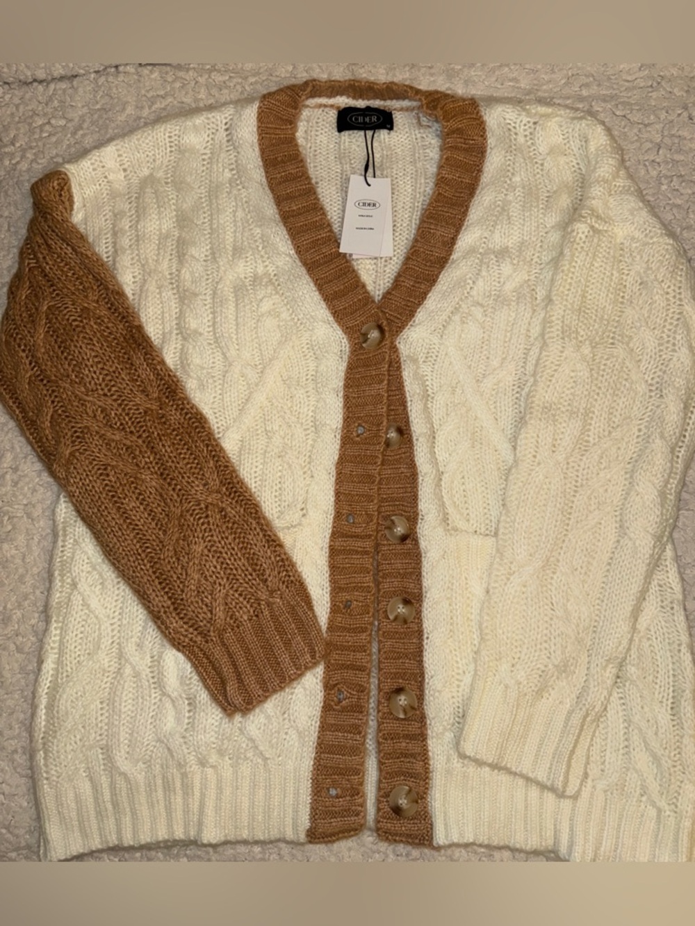 Cider Oversized Two Tone Cardigan